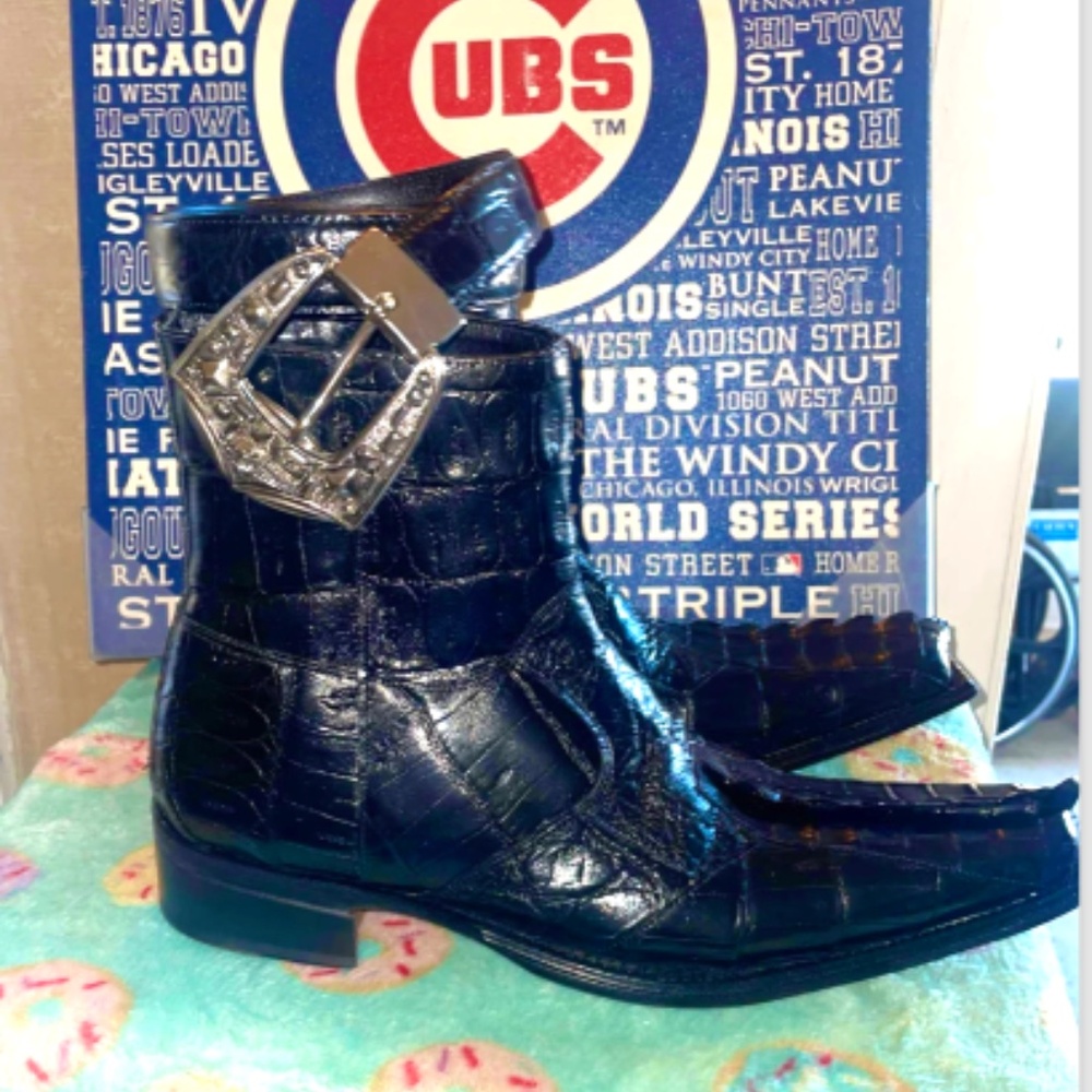 Mauri Black Dress Boots #44167 SZ10 with Black Gator Belt SZ42